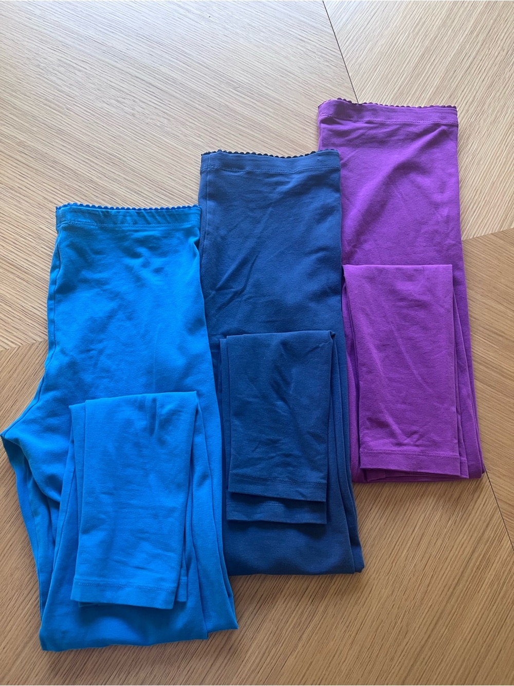 Tea Collection | Solid Scallop Trim Blue and Purple Legging Bundle | Size 14